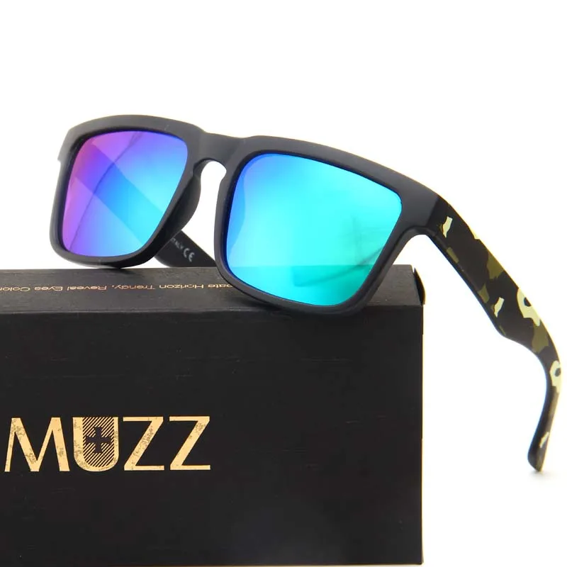 

MUZZ High quality Spied Sunglasses Men's Goggle Style Polarized Reflective Coating Square Spied Men Rectangle Eyewear 100% UV400