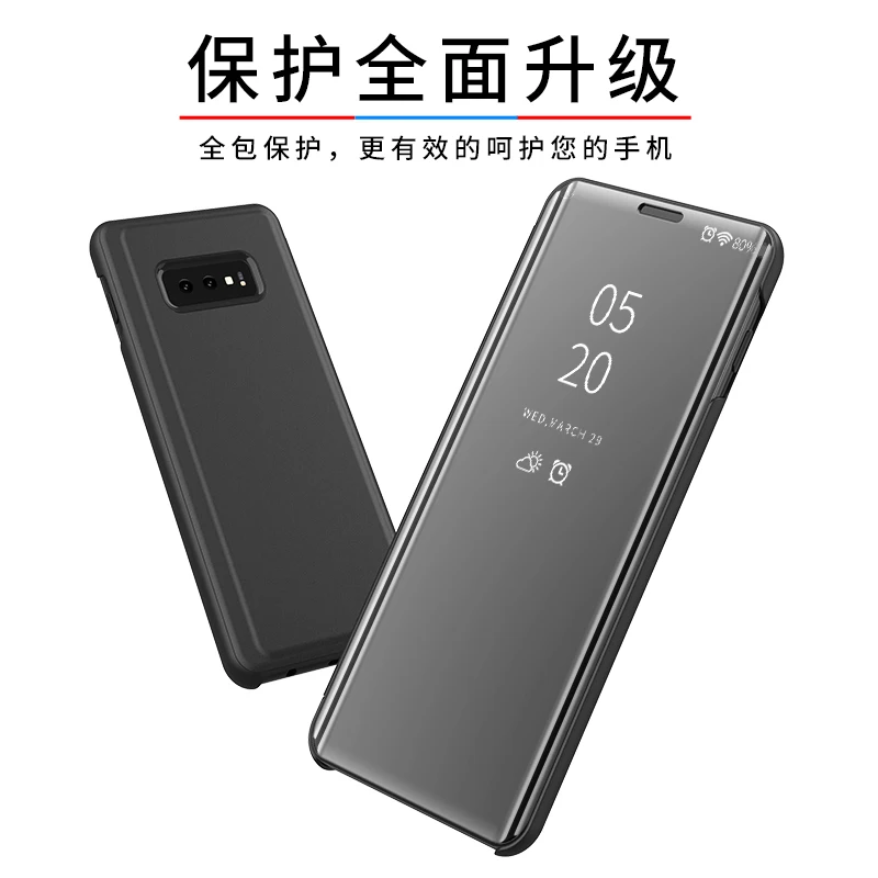 Smart Flip Case For Samsung Galaxy S10 Plus Case Clear View Leather Cover For Samsung S10Plus Stand Mirror Cover for galaxy S10+