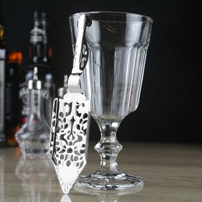 

New Stainless Steel Absinthe Bar Spoon Cocktail Bar Utensils Bitter Scoop Absinthe Glass Cup Drink Ware Spoons Filter Spoon F2