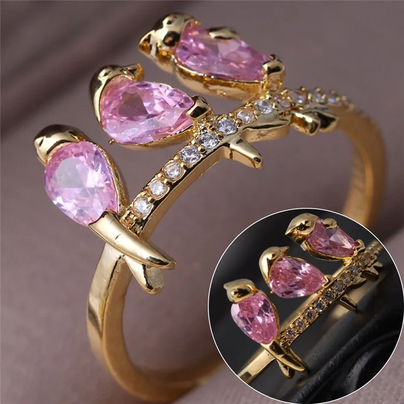 PINKSEE, новинка, модное кольцо в виде короны, 3 птицы, подвеска, кольца на палец, ювелирные изделия, блестящее, элегантное, красивое кольцо, 5 размеров