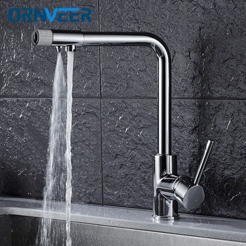 

Chrome Kitchen Faucets Deck Mounted Mixer Tap 360 Degree Rotation with Water Purification Features Mixer Tap Crane For Kitchen