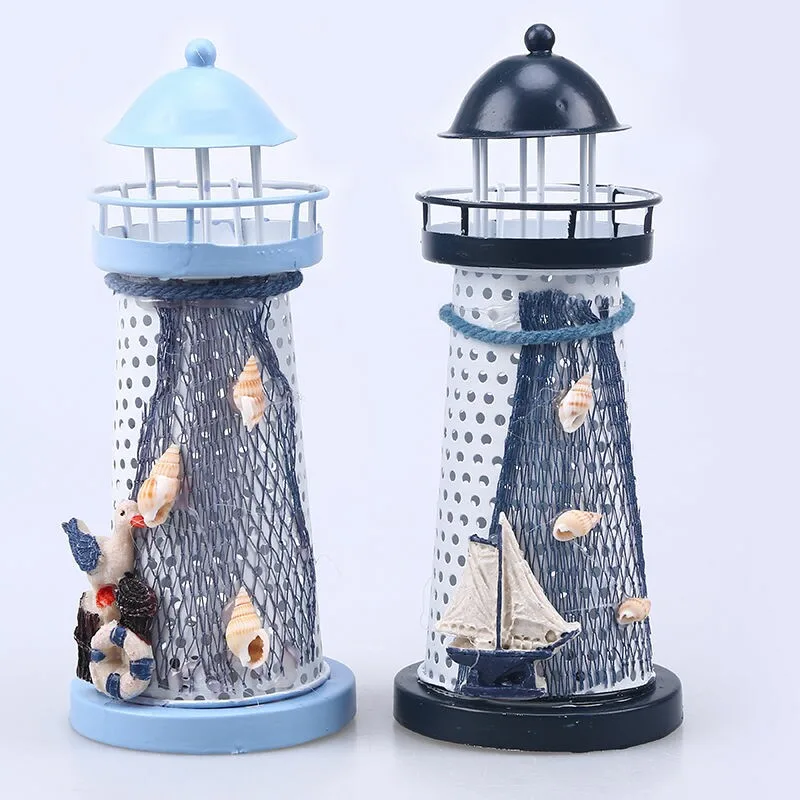 Candle Holder Vintage Lighthouse Candlestick LED Light Lamp Stand Home