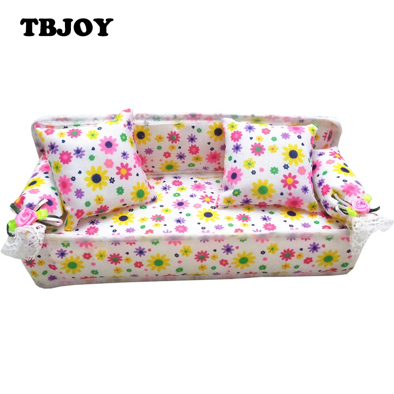 1 Set Mini Flower Cloth Sofa Furniture Couch Doll House