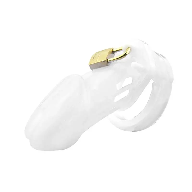 Chaste Bird Small/Standard Male Chastity Device Cock Cage With 5 Size Rings Brass Lock Locking Number Tags Sex Toys - Цвет: Белый