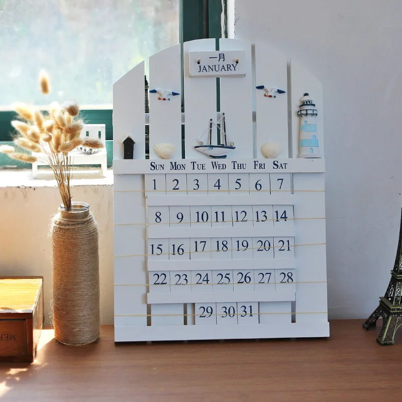 

2016 Mediterranean style calendar Creative grocery Creative Wood seafaring Calendar Furnishing Articles Manually
