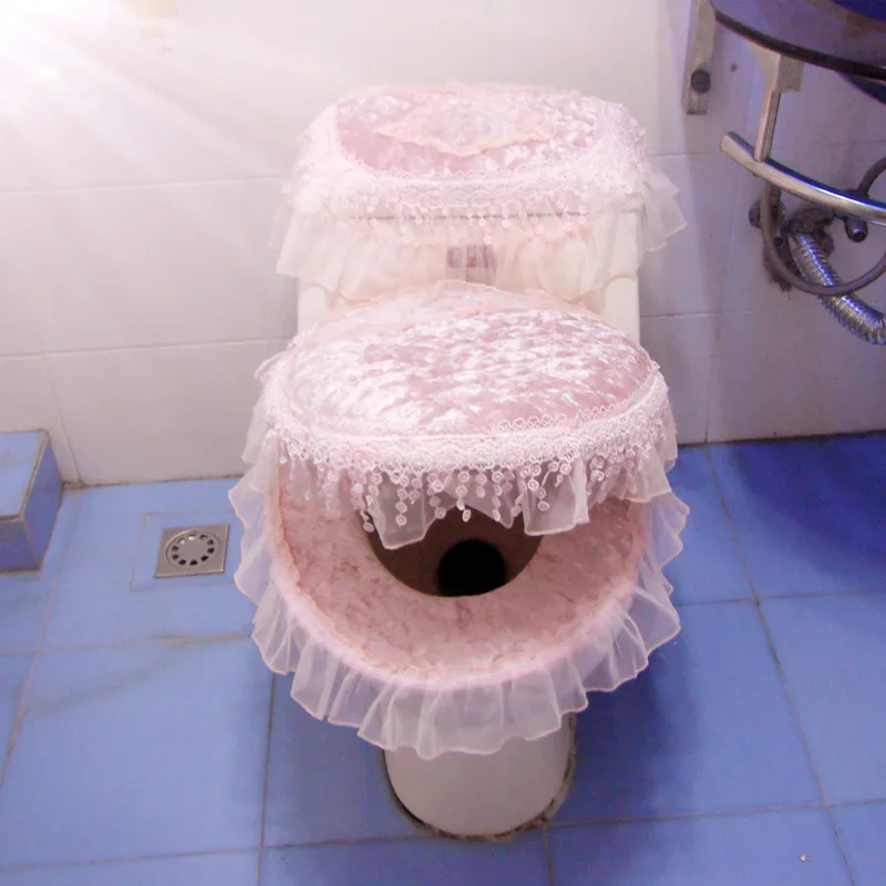 3pcs/set High Quality velvet lace toilet potty set toilet mat toilet