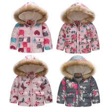 JOMAKE/костюм для детей; парки для девочек с цветочным рисунком; хлопковые плотные теплые пальто Одежда для девочек; зимняя детская одежда