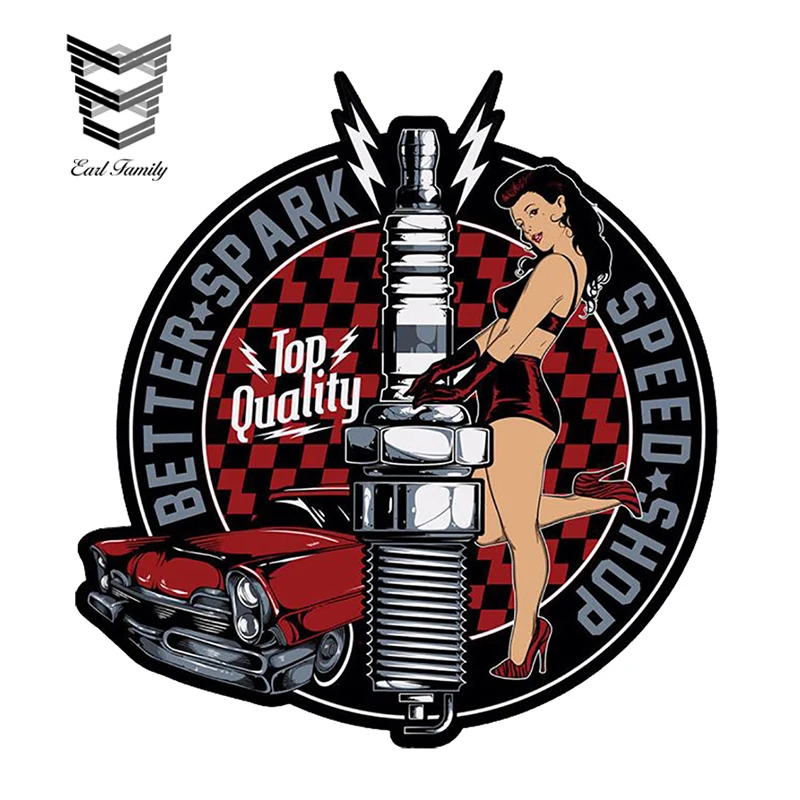 EARLFAMILY 13cm X 12.3cm PIN UP GIRL SPARK Sticker Funny Car Styling