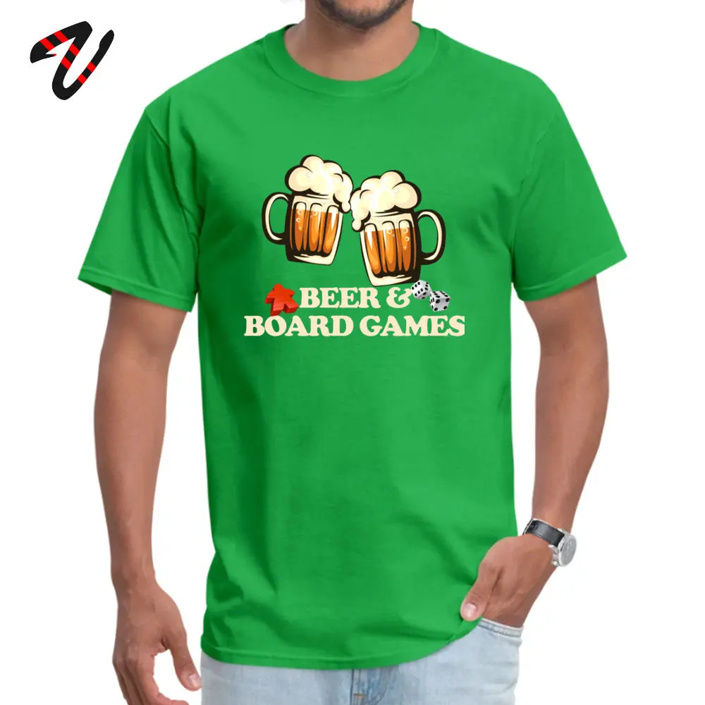 Beer and Board Games Round Neck T-Shirt Fall Tops Shirts Short Sleeve Slim Fit 100% Cotton Summer T Shirt Hip hop Men Beer and Board Games 26437 green