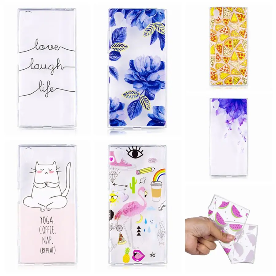 Case for Sony Ericsson XA1 Plus Transparent Soft TPU Silicone Back Phone Cover Painted mobile phone bag | Мобильные телефоны и