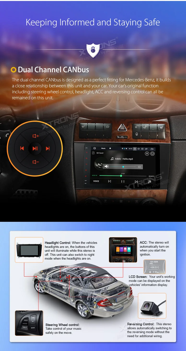 Discount XTRONS Android 8.0 Car Stereo Radio Player GPS No DVD for Mercedes Benz W209 2005 2006 W203 C180 C200 C220 C230 C240 C250 C270 11