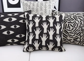 

Modern Retro pillow ,Black white Geometry cushion ,Linen pillowcase,home decor sofa cushion,decorative Pillows