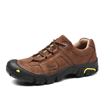 

Men Genuine Leather Shoes Non-slip Wear-resistant Climbing Shoes Autumn Winter Outdoor Walking Travel Comfortable