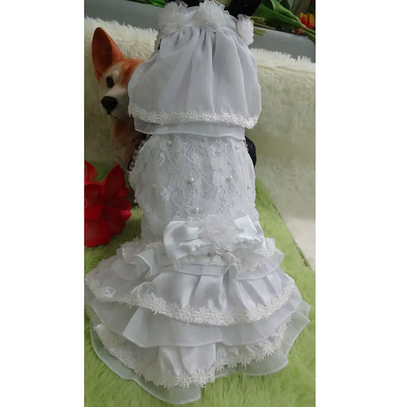 Собачье свадебное платье, юбка-пачка, летняя одежда для домашних животных, платье, белая юбка принцессы с бантом, худи с кружевом для маленьких собак S-XXL