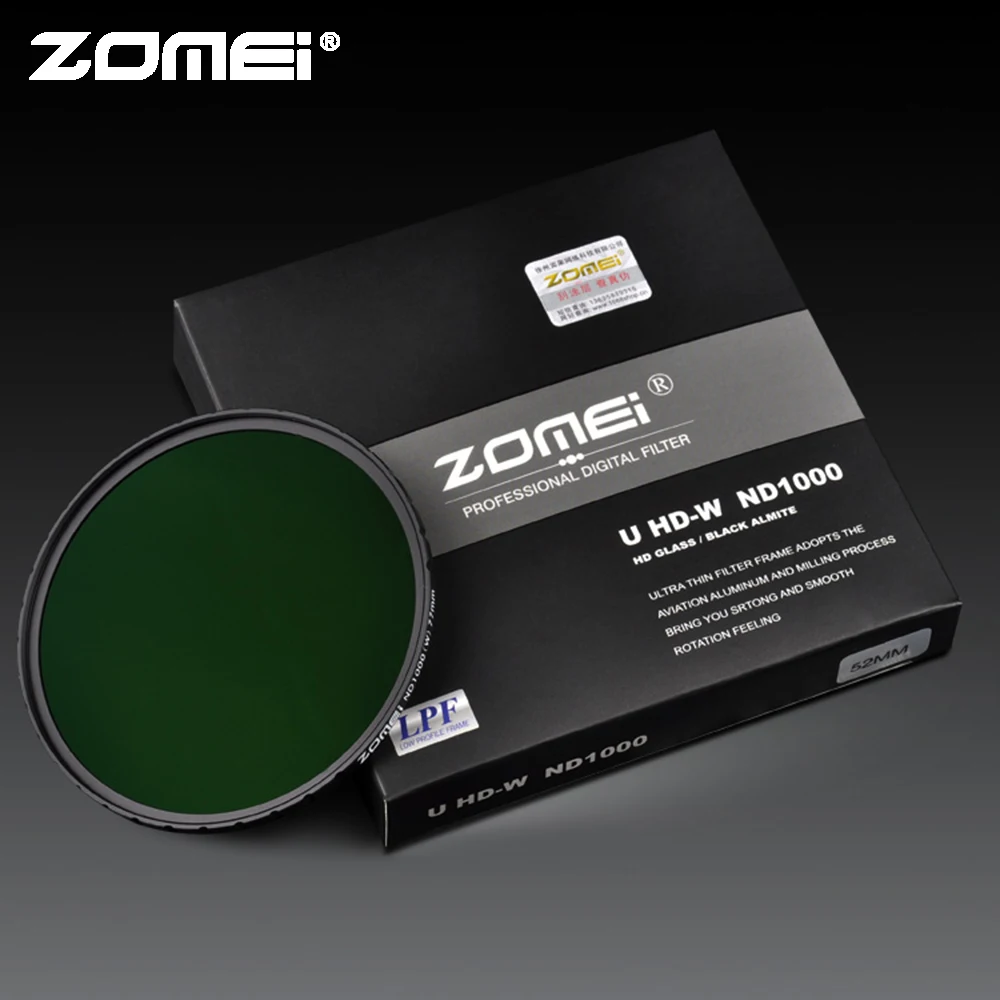 ZOMEi про оптическое Стекло 10-STOP 52/58/67/72/77/82 мм ультратонкая оправа HD мультипросветление с двух сторон ND1000 набор УФ-фильтров с нейтральной плотностью фильтр для DSLR Камера