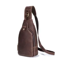 Винтаж Crazy Horse кожа Для мужчин мужская сумка из воловьей кожи Для мужчин Слинг Грудь Сумки Винтаж Пояса из натуральной кожи мужской груди пакет коричневый# m8113