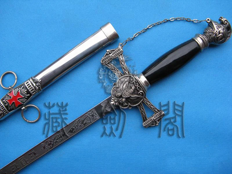 

S0002 TEMPLAR CRUSADER KNIGHTS OF ST. JOHN MASONIC SWORD EAGLE GUARD CHAIN 37.5"