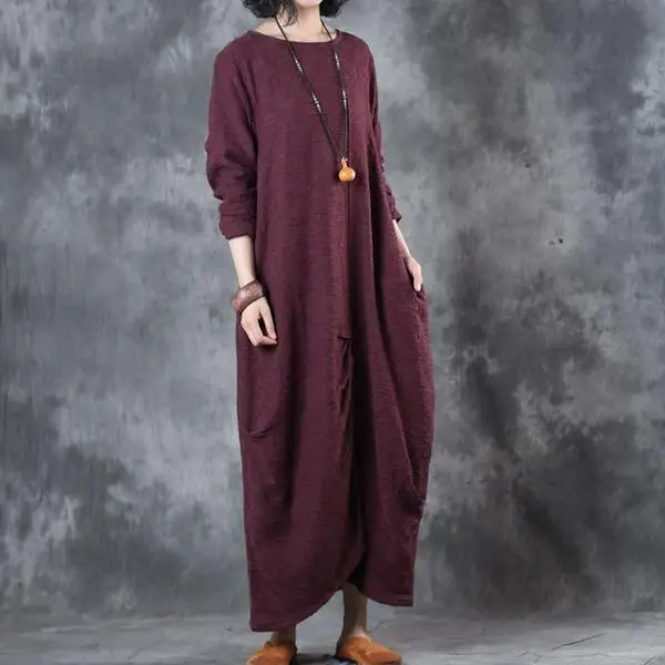 BUYKUD Vintage Dress 2018 Casual Autumn Fall Women Robe Long Sleeve Vestidos Elegant Party Tunic Dresses (3)