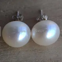 Рождественский подарок жемчужные украшения, свадебный подарок огромные 12 мм белого цвета серьги из натурального пресноводного жемчуга 925 пробы серебряные серьги