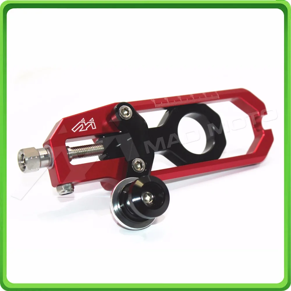 Aluminum motorcycle Chain Tensioner Adjuster with spool fit for YAMAHA R1 YZF R1 2015 2016 2017 YZF-R1 15 16 17 Red & Black (7)