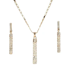 Горячее предложение золотой цвет прозрачный кристалл в виде Капли серьги кулон ожерелье набор для женщин дамы ювелирные наборы