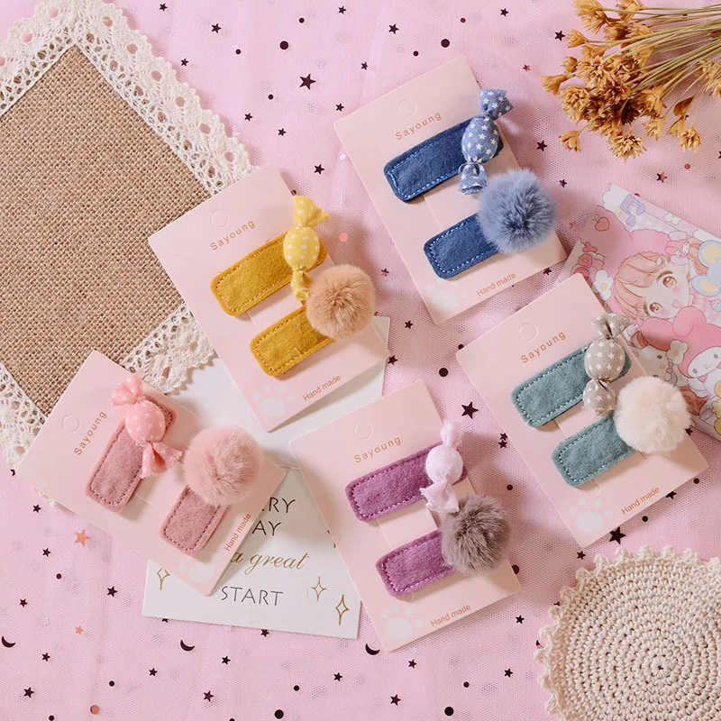 

Girl hairpin hair accessories children's headdress girl new princess cute girl Korean candy hair ball card suit