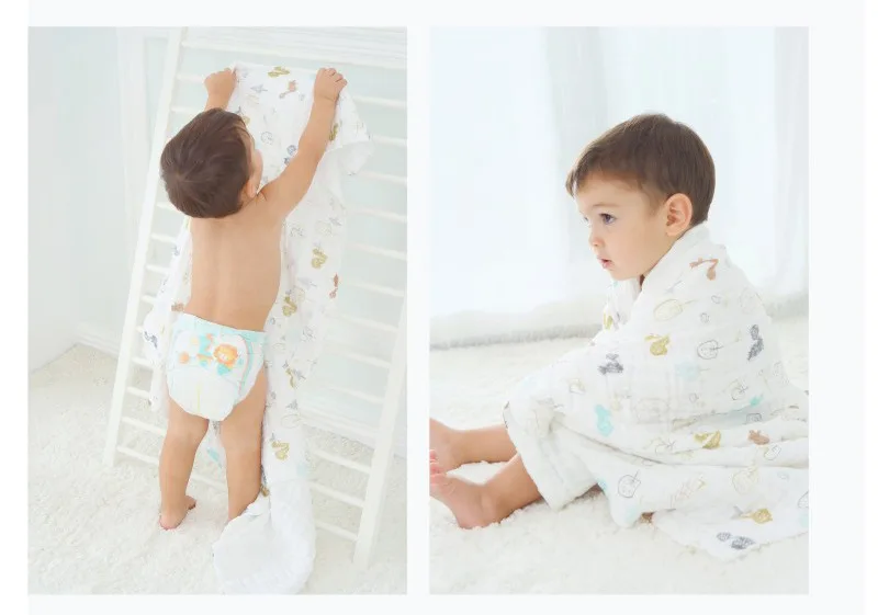 Детское полотенце хлопок мультфильм муслин Марля квадраты ткань младенческой пеленать банные одеяла вещи для новорожденных дети мыть пляж 6 слоев большой