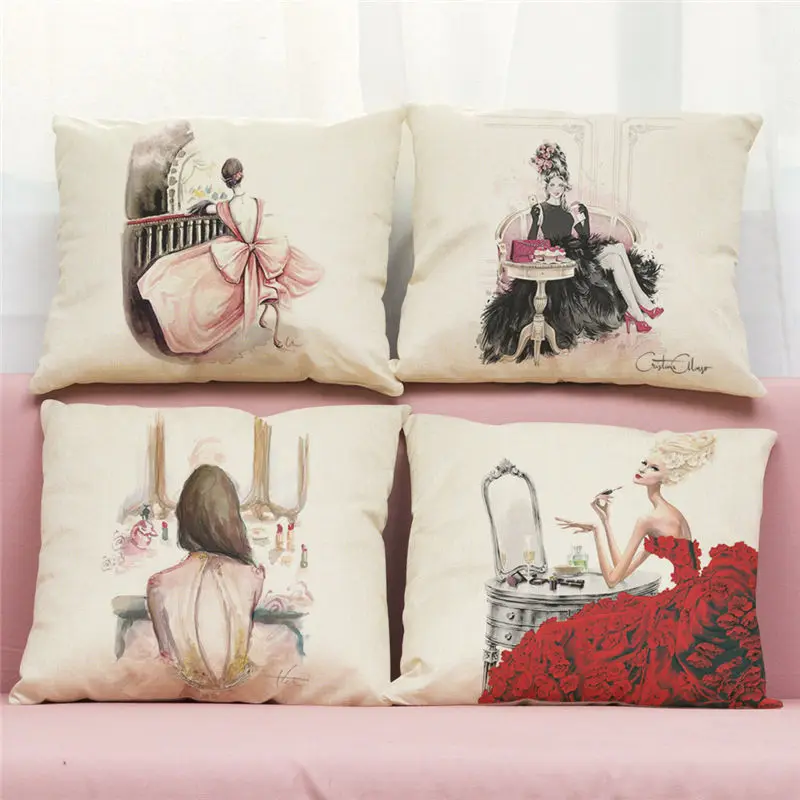 

45cm*45cm Cushion cover RElk American flag design linen/cotton pillow case Home decorative pillow cover seat pillow case