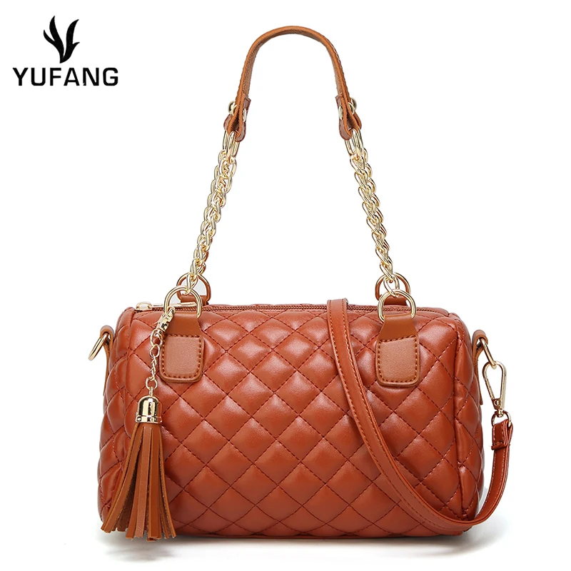 

YUFANG Fashion Woman Big Embroidery Bags Ladies Luxury Handbag Women Plaid Chain Shoulder Bag Large Quilted fashion daily bag