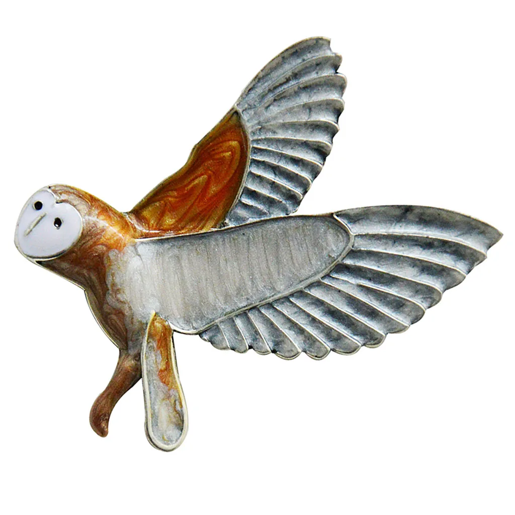 Cartoon Enamel Owl Soaring Flying Bird Elegant Party Brooch Pin Charms Jewelry Men Women Jewelry