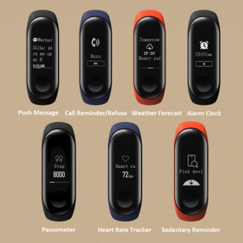 Xiaomi Mi Band 3 Смарт Браслет Сенсорный экран OLED сообщение пульсометр TimeFitness браслет