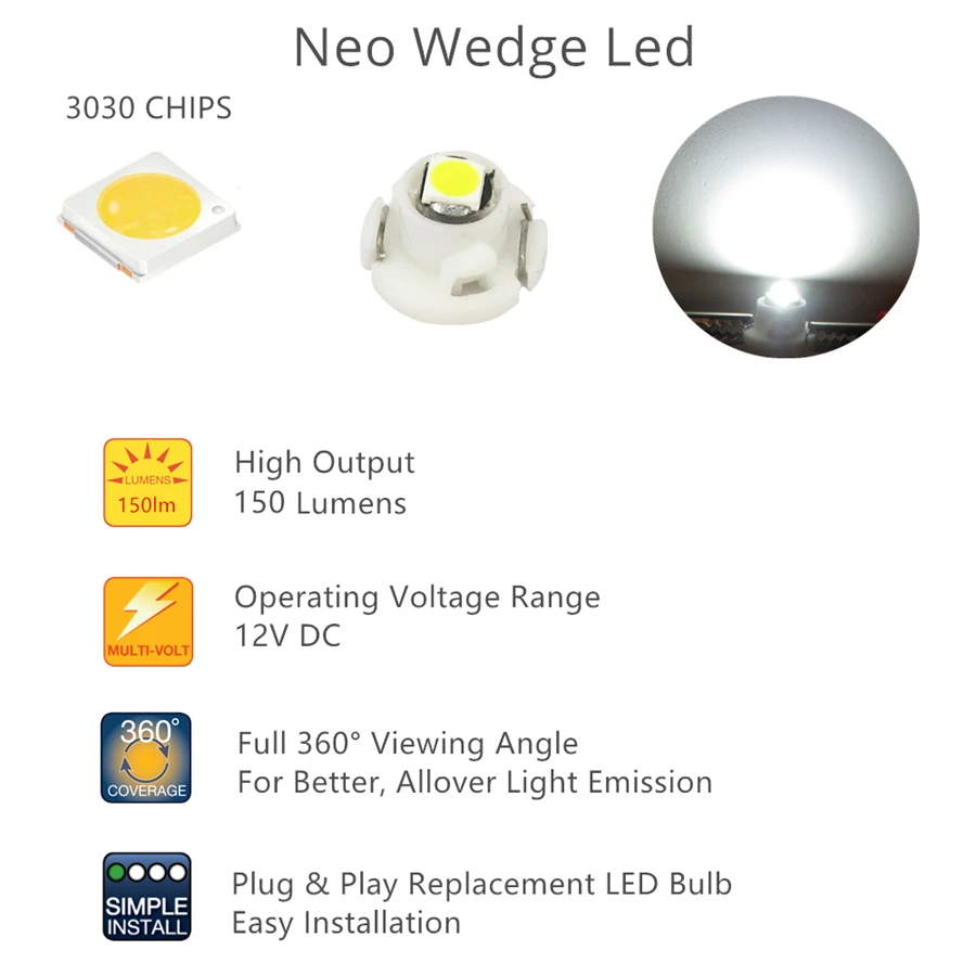 Controle de Clima do Carro Interruptor do Bulbo Wljh Cunha T4.2 T4.7 Led 3030 Smd ac Calibre Rádio Instrumento Painel Indicador Luz 10x Neo t3 3 Cheap Lâmpada de sinal
