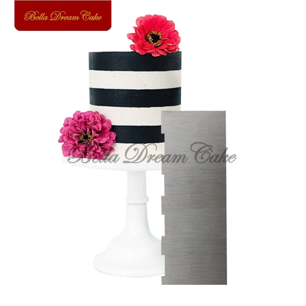  Sawtooth Stainless Steel Scraper Cake Spatulas Butter Cream Smoother Tool Fondant Baking Tools Cake