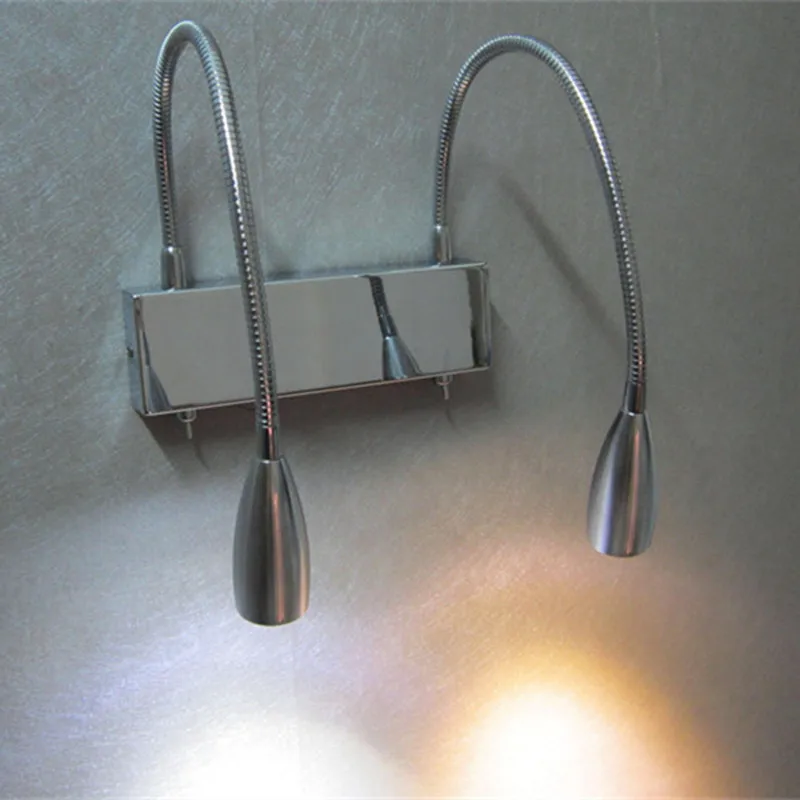 

Topoch Wall Light Lamp Stainless Steel Base 2x3W Double Switched LED Reading Lights Working Independently Connect 1xCable