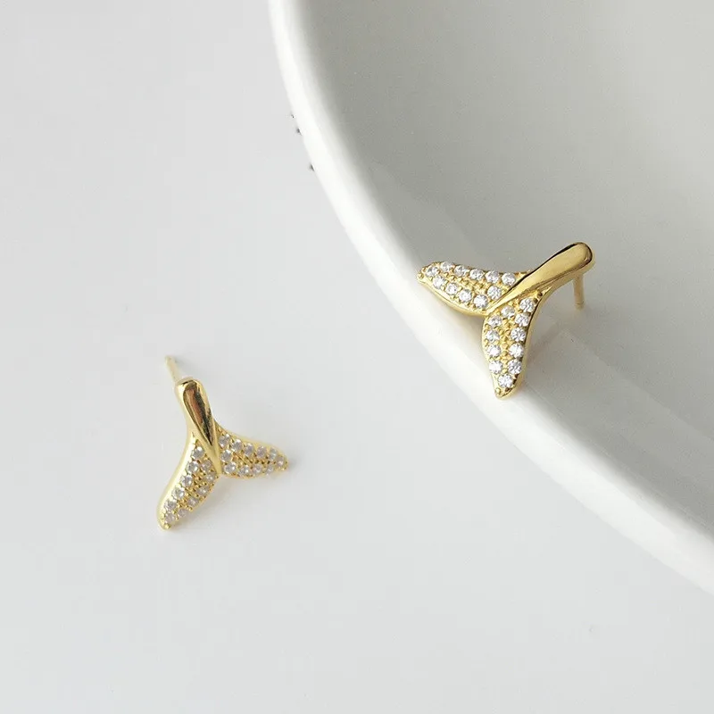 

New Arrivals Fashion Real Silver Cubic Zirconia Stud Earrings For Women 925 Sterling Silver Mermaid Tail Earings Fashion Jewelry