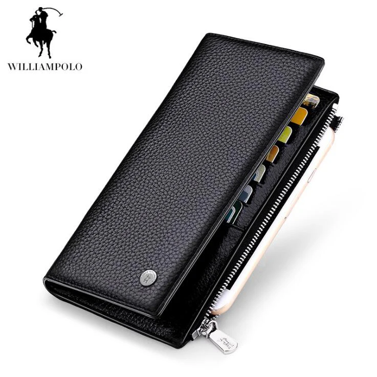 

WilliamPOLO Men Wallets Business Genuine Leather Wallet Corss Pattern High Quality Hand bags