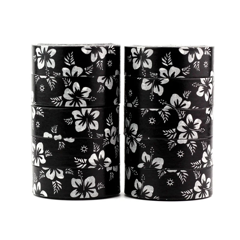 High quality 10pcs/lot Black and White Flower Washi Tapes DIY Decor