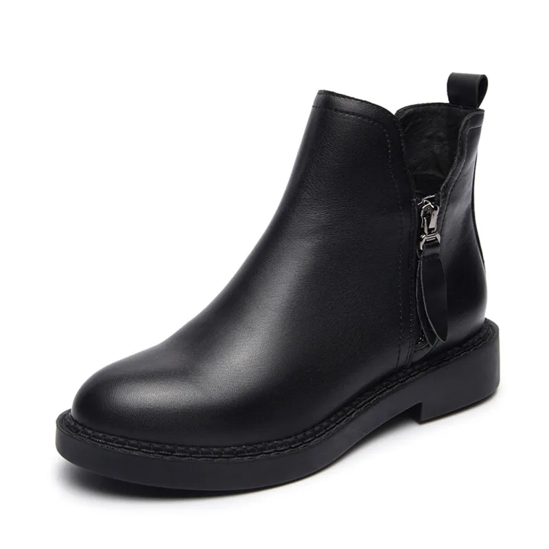 

2018 new double zipper Martin boots round head low heel flat boots.