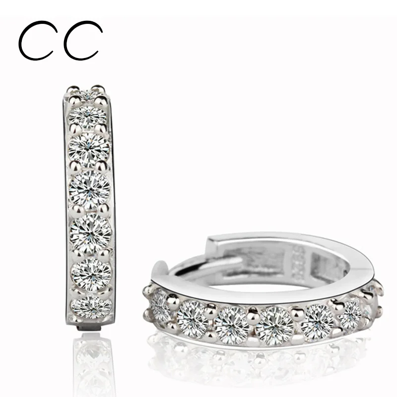 Top Quality Cheap White Gold Plated Created Diamond Hoop Earring