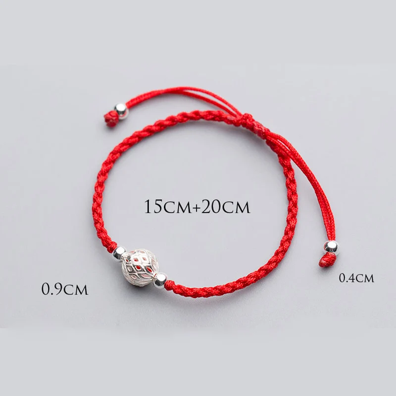 La MaxZa 925 пробы серебряные классические полые шармы браслеты из красной веревки красная нить линия струны ювелирные браслеты для женщин