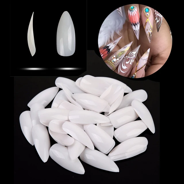 500 Pcs Opp False Stiletto Nails Acrylic Nail Tips Natural Clear 500 Pcs Opp False Stiletto Nails Acrylic Nail Tips Natural Clear Fake Long Claw