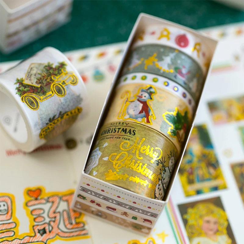 5 шт./кор. Золотой рождественскую ночь лента Washi клейкой ленты Декоративные