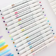 BLINGIRD 1 stücke Japanischen schreibwaren zebra Mild liner doppel headed fluoreszierende stift haken stift highlighter stift farbe Mark stift nette