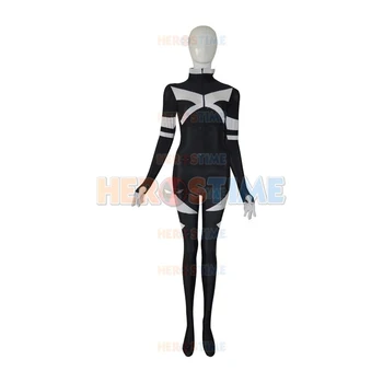 

High Quality Womens Adult Halloween Party Black & White Woman Cosplay Costumes Zentail Lycra Spandex Superhero Female Costume