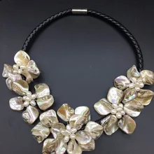 LJHMY ожерелье с цветком из натурального белого пресноводного культивированного жемчуга для женщин