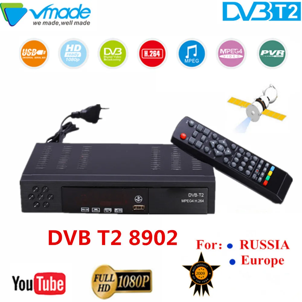 

DVB-T2 full HD 1080P digital Terrestrial TV receiver supports for Youtube H.264 DVB -T2 8902 USB 2.0 hot sale Europe dvb tv box