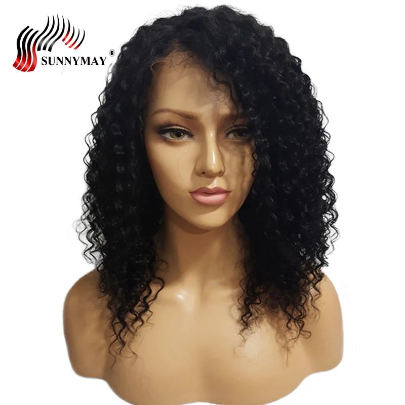 Sunnymay плотно вьющиеся кружева фронта человеческих волос парик бразильские девственные человеческие волосы парик шнурка для черных женщин предварительно выщипанные с детскими волосами