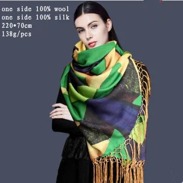 

Naizaiga 220x70cm wool silk blend double-layer double-sided scarf ladies warm shawl dual-use Ink art winter scarf ,ZJL1