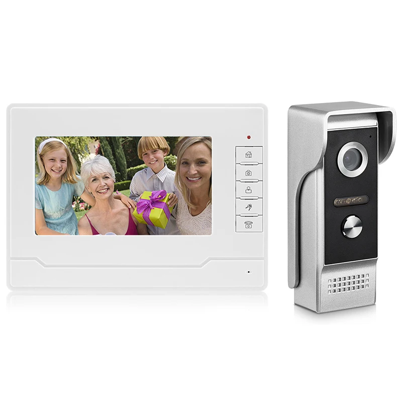 

7 Inch Video Intercom Cable Home Video Access Control System Waterproof Rain Infrared Camera Two-Way Audio,with Camera Video E