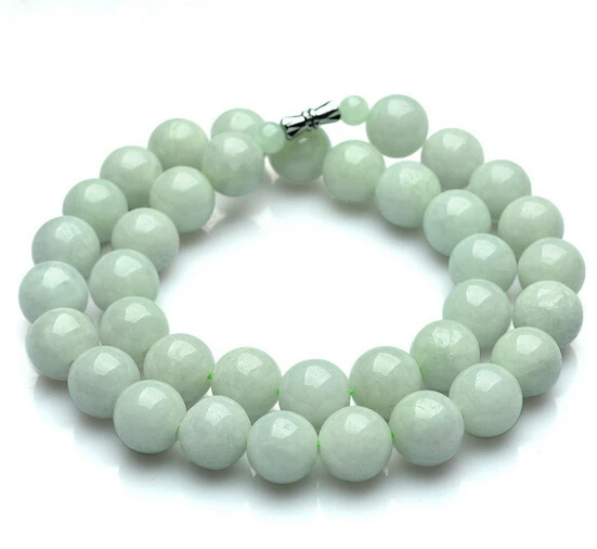 

0001413 NEW Rare 100% Natural Chinese Jade Noble Aqua Beads Necklace